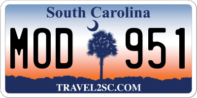 SC license plate MOD951