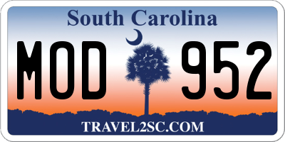 SC license plate MOD952