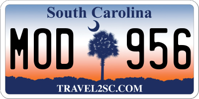 SC license plate MOD956