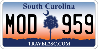 SC license plate MOD959