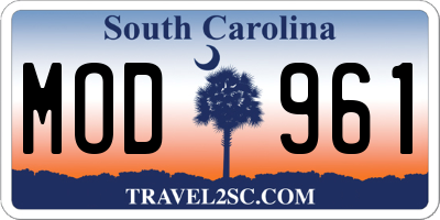 SC license plate MOD961
