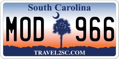 SC license plate MOD966