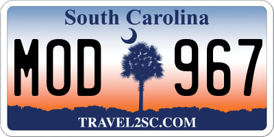 SC license plate MOD967