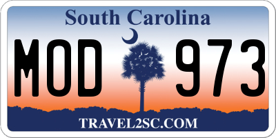 SC license plate MOD973