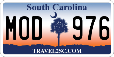 SC license plate MOD976