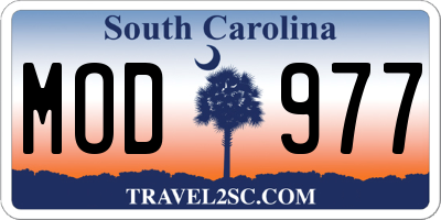 SC license plate MOD977