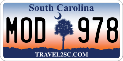 SC license plate MOD978