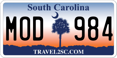 SC license plate MOD984
