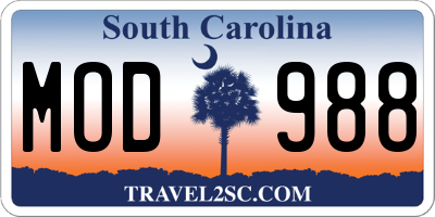 SC license plate MOD988