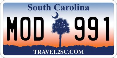 SC license plate MOD991
