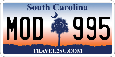 SC license plate MOD995