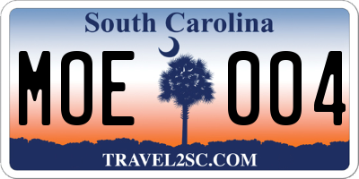 SC license plate MOE004