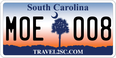 SC license plate MOE008