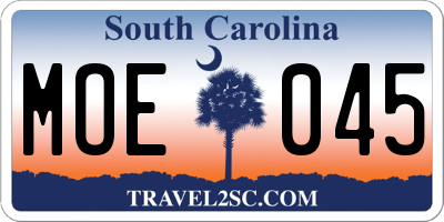 SC license plate MOE045