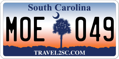 SC license plate MOE049