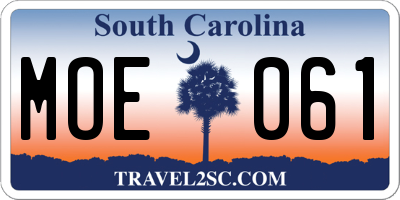 SC license plate MOE061