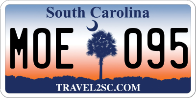 SC license plate MOE095