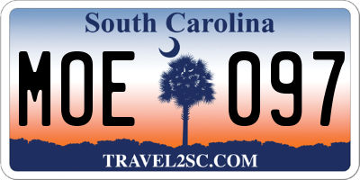 SC license plate MOE097