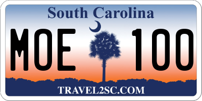 SC license plate MOE100