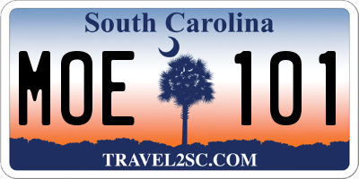 SC license plate MOE101