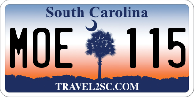 SC license plate MOE115