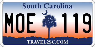 SC license plate MOE119