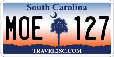 SC license plate MOE127