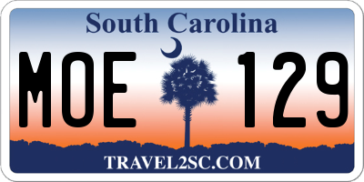 SC license plate MOE129