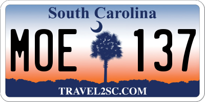 SC license plate MOE137