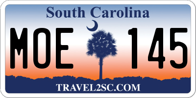 SC license plate MOE145