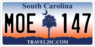 SC license plate MOE147