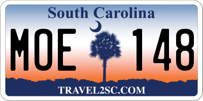 SC license plate MOE148