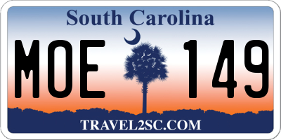 SC license plate MOE149