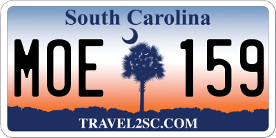 SC license plate MOE159