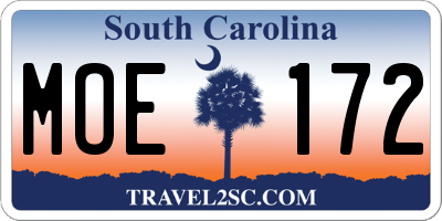 SC license plate MOE172
