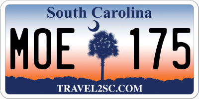 SC license plate MOE175