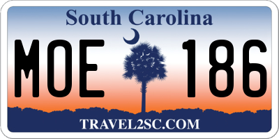 SC license plate MOE186