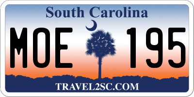 SC license plate MOE195