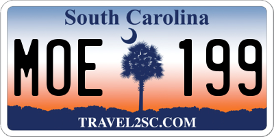 SC license plate MOE199