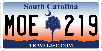 SC license plate MOE219