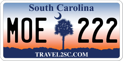 SC license plate MOE222