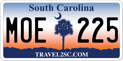SC license plate MOE225