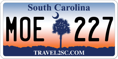SC license plate MOE227