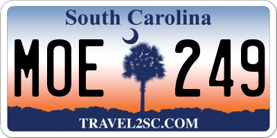 SC license plate MOE249