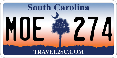 SC license plate MOE274
