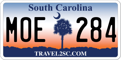 SC license plate MOE284