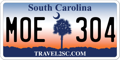 SC license plate MOE304