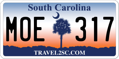 SC license plate MOE317