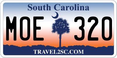 SC license plate MOE320