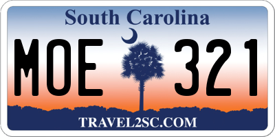 SC license plate MOE321